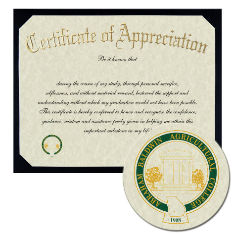Abraham Baldwin Agricultural College Certificate of Appreciation
