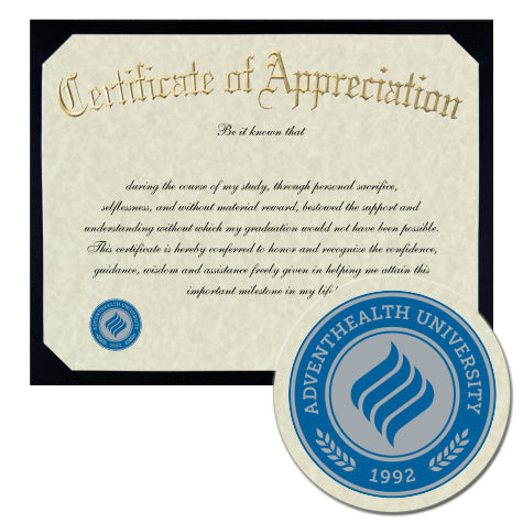 AdventHealth University Certificate of Appreciation