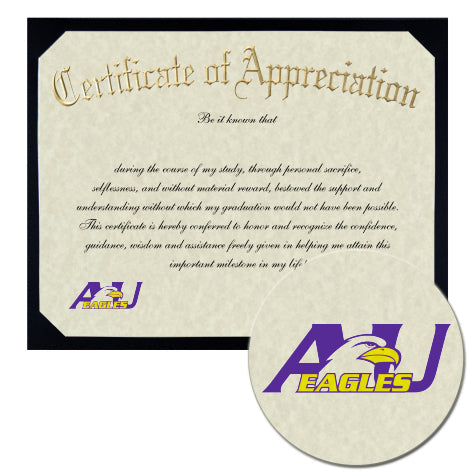 Ashland University Certificate of Appreciation