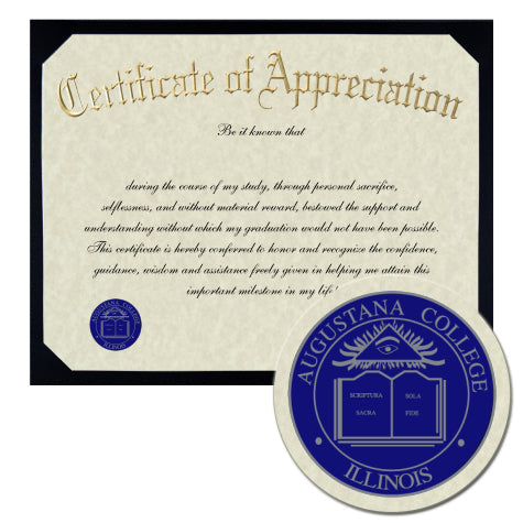 Augustana College Certificate of Appreciation