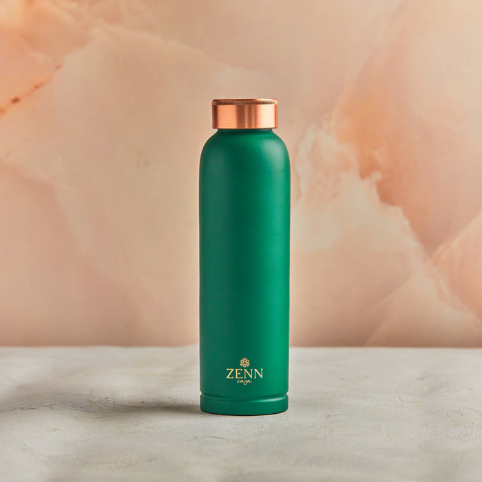 Ayurvedic Satin-Finish Green Pure Copper Bottle – 900 ML