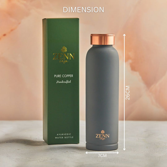 Ayurvedic Satin-Finish Grey Pure Copper Bottle – 900 ML