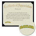 Baylor University Certificate of Appreciation