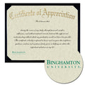 Binghamton University Certificate of Appreciation