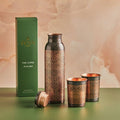 Black Engraved Pure Copper Bottle 900ml & Glass Set