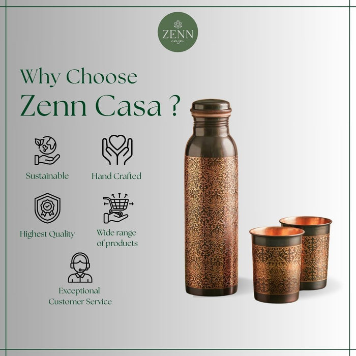 Zenn Casa product line with a bottle and cups on a light gray background