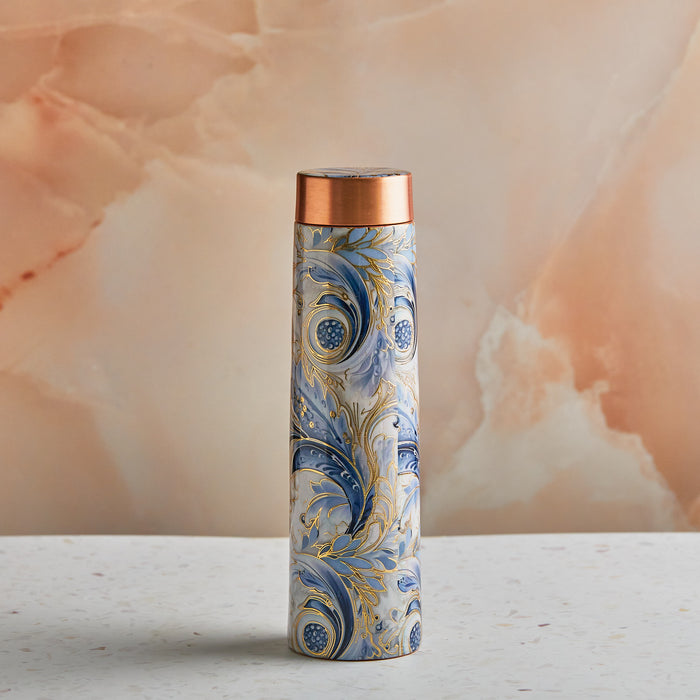 Blue Hues Artistic Pure Copper Wellness Bottle – 800 ML