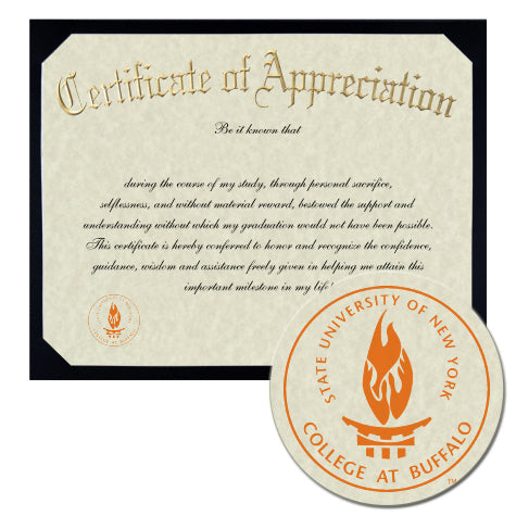 Buffalo State College Certificate of Appreciation