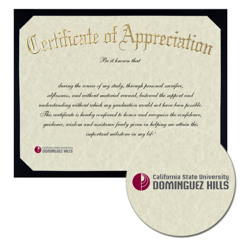 California State University - Dominguez Hills Certificate of Appreciation