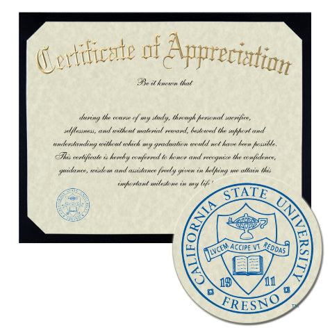 California State University - Fresno Certificate of Appreciation