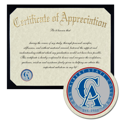 Carl Albert State College Certificate of Appreciation