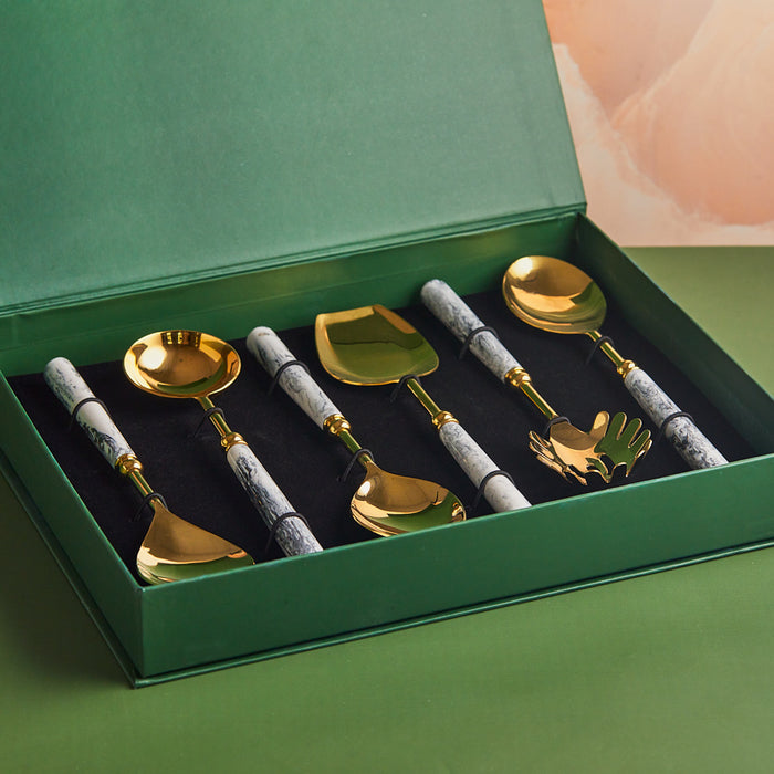 Celestial Marble Mist | Premium 6-Piece Serving Set