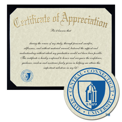 Central Connecticut State University Certificate of Appreciation