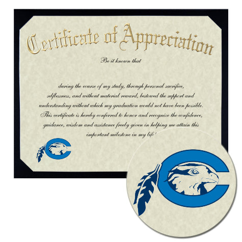 Chowan University Certificate of Appreciation