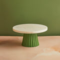 Classic White Marble Cake Stand with Green Pedestal | 8-Inches