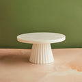 Classic White Marble Cake Stand with Wooden Base | 8-Inches