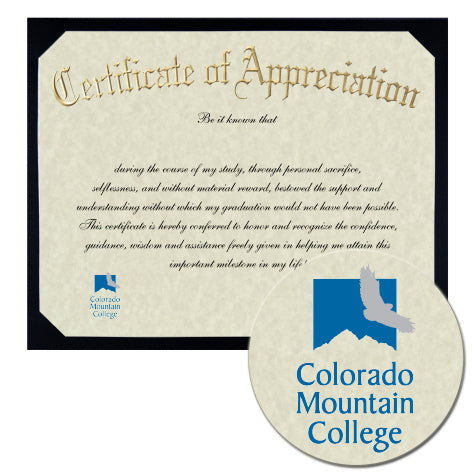 Colorado Mountain College Certificate of Appreciation