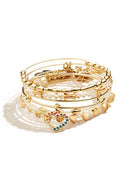 Crystal Rainbow Heart Charm Bangles, Set of 5