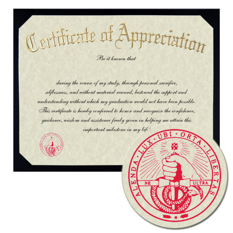 Davidson College Certificate of Appreciation