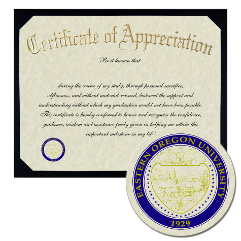 Eastern Oregon University Certificate of Appreciation