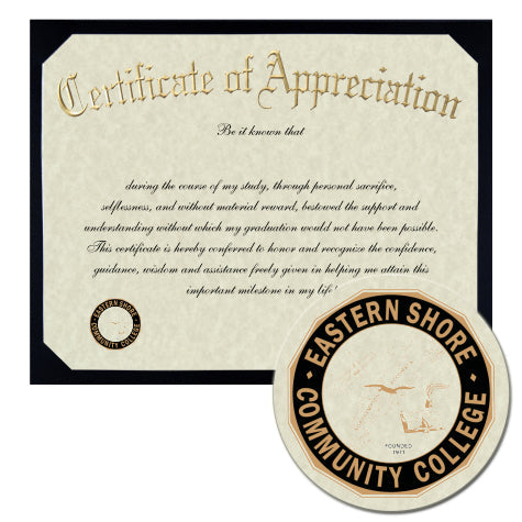 Eastern Shore Community College Certificate of Appreciation
