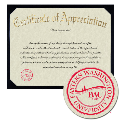 Eastern Washington University Certificate of Appreciation