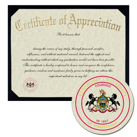 Edinboro University of Pennsylvania Certificate of Appreciation