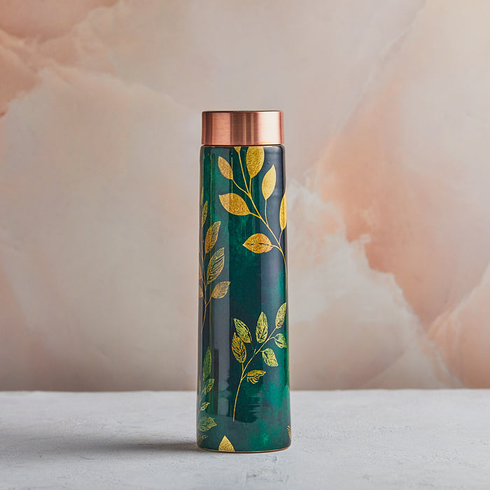 Emerald Serenity Handcrafted Pure Copper Bottle – 800 ML