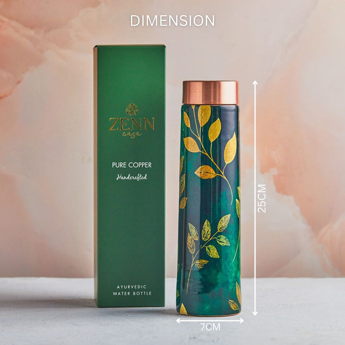 Emerald Serenity Handcrafted Pure Copper Bottle – 800 ML