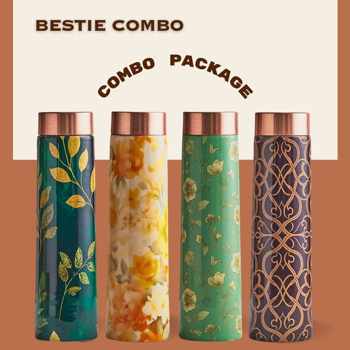 Family Combo 2 - 4 Ayurvedic Pure Copper Bottles 800 ml each
