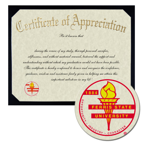 Ferris State University Certificate of Appreciation