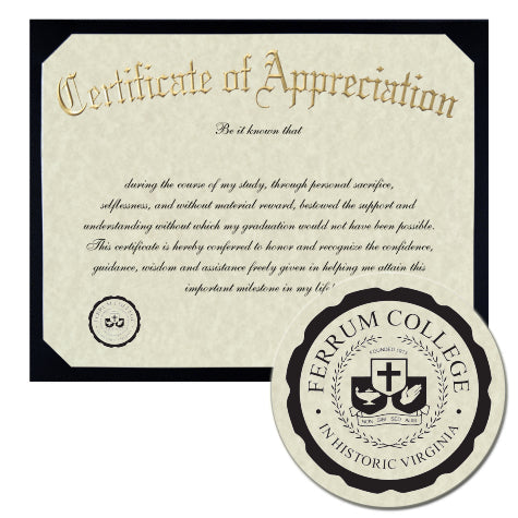 Ferrum College Certificate of Appreciation