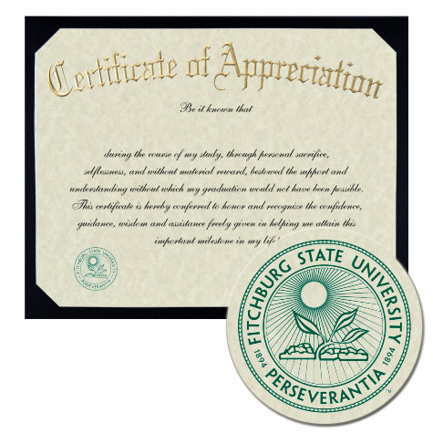 Fitchburg State University Certificate of Appreciation