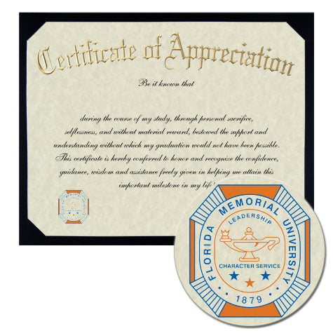 Florida Memorial University Certificate of Appreciation