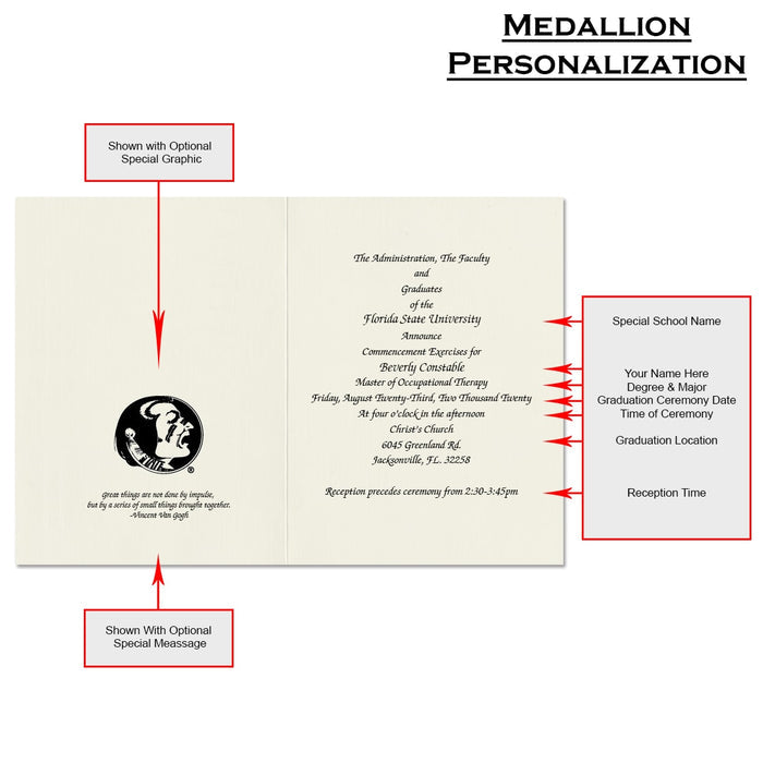 Florida State University Announcement (Classic Medallion Style)
