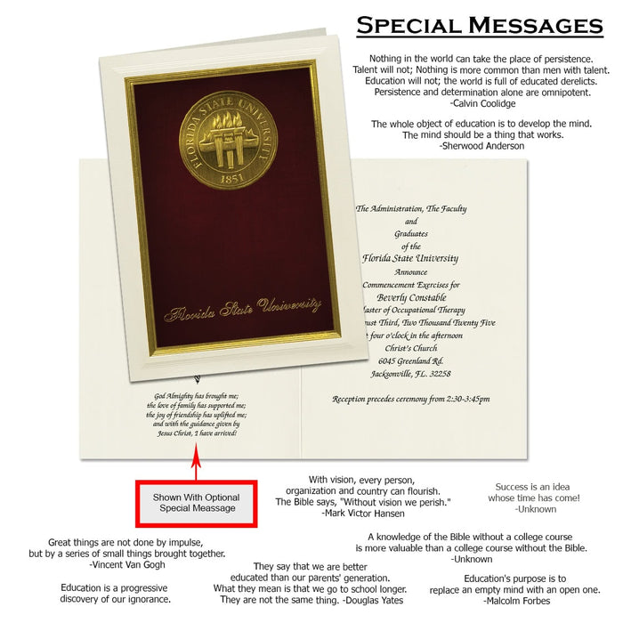 Florida State University Announcement (Classic Medallion Style)