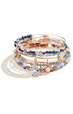 Flying Butterfly Charm Bangles, Set of 5