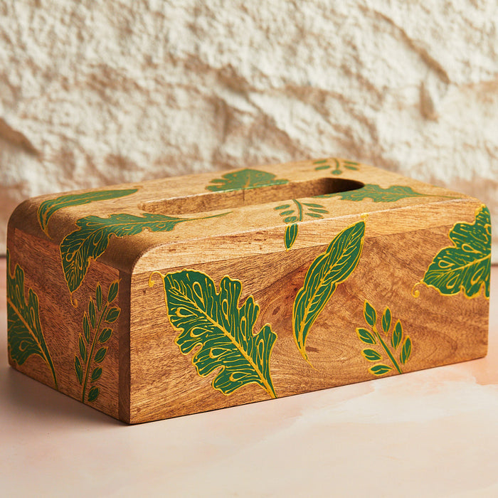 Forest Green Wooden Tissue Holder