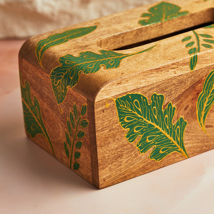Forest Green Wooden Tissue Holder