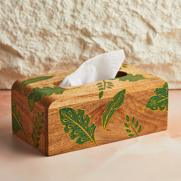 Forest Green Wooden Tissue Box​