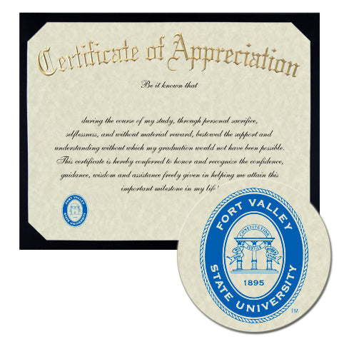 Fort Valley State University Certificate of Appreciation