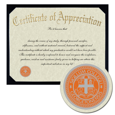 Georgetown College Certificate of Appreciation