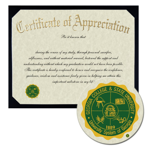 Georgia College & State University Certificate of Appreciation