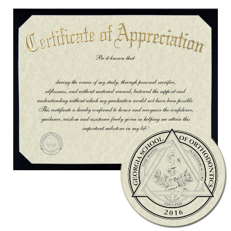 Georgia School of Orthodontics Certificate of Appreciation