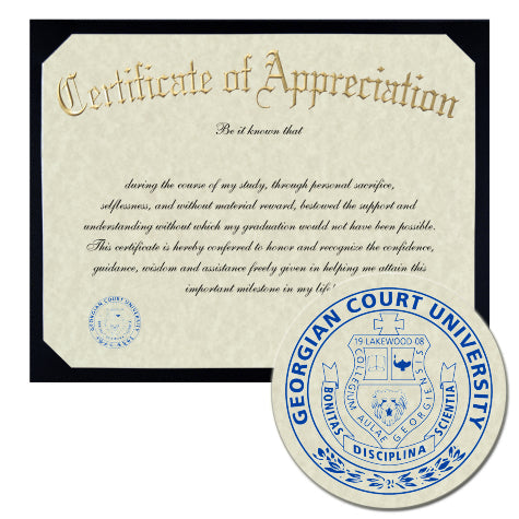Georgian Court University Certificate of Appreciation