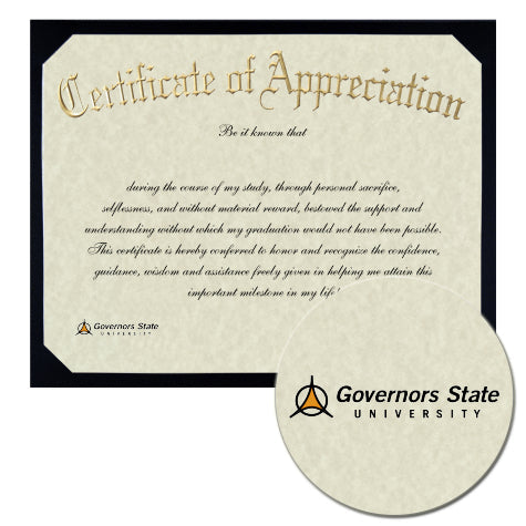 Governors State University Certificate of Appreciation