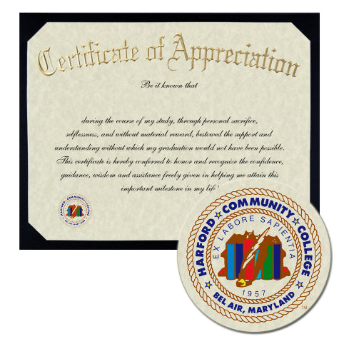 Harford Community College Certificate of Appreciation