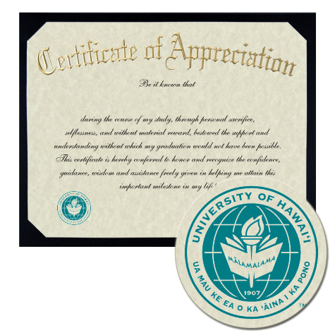 Honolulu Community College Certificate of Appreciation