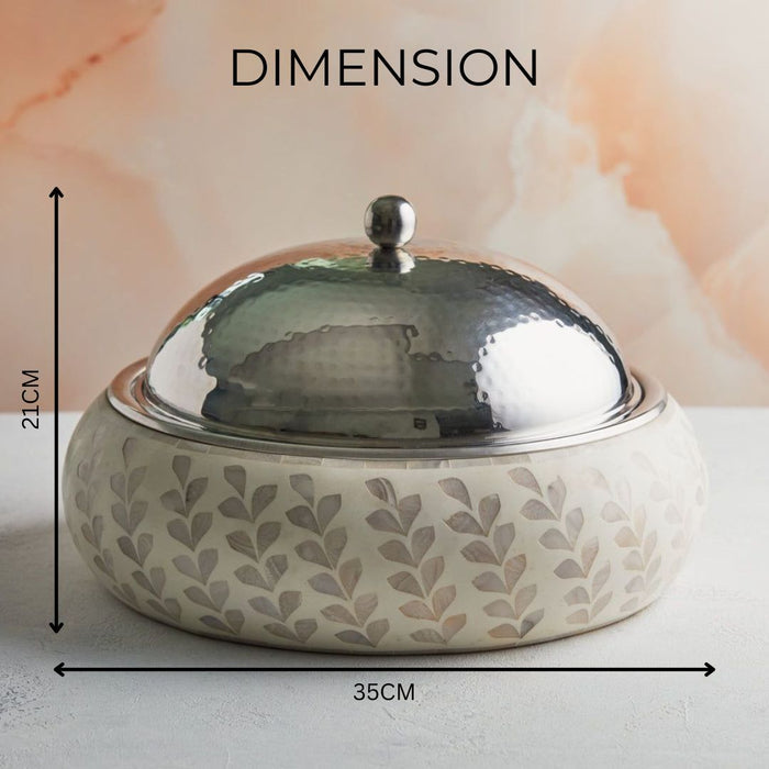 Ivory White Mother of Pearl Inspired Casserole – 3.5L | Handcrafted Insulated Elegance