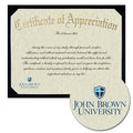 John Brown University Certificate of Appreciation